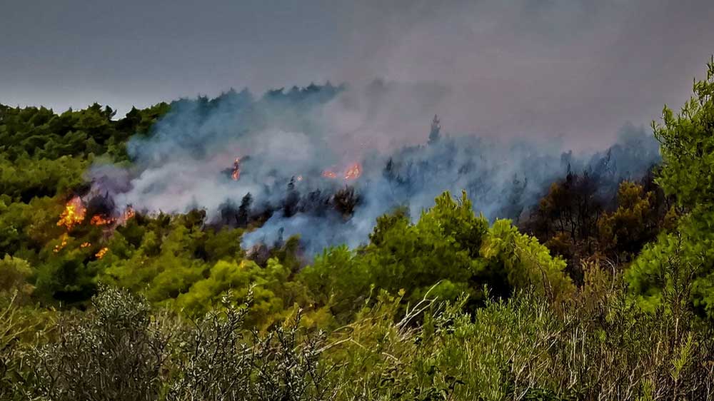 Λευκάδα: Συνεχίζει να καίει η φωτιά στο Πόρτο Κατσίκι