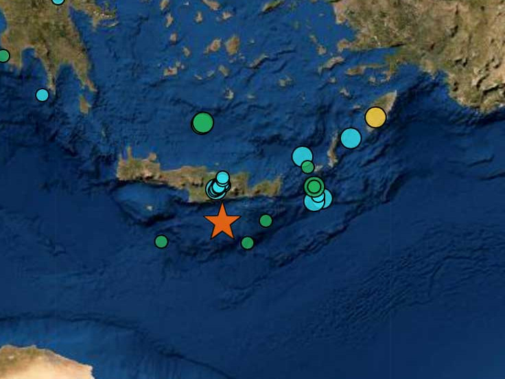 Σεισμός 5,7 νότια της Κρήτης